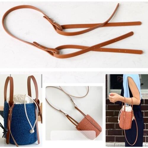 Women Bucket Strap Accessories DIY Handmade Woven Bag PU Leather Handbag Shoulder Handle Strap Long Shoulder Strap Accessories