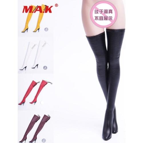 1/6 Scale Sexy Long Lace-up Leather Boots Feet Inside 6 Colors for 12 inches Female Action Body Action Figure Shoes Accessories