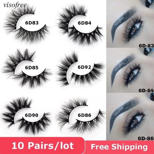 10 pairs/lot visofree 3D mink lashes natural long wispy eyelashes maquillaje wholesale eyelashes set with lashes box case