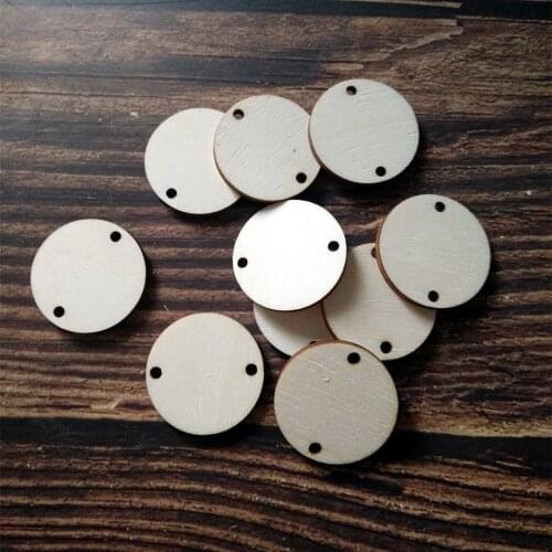 100pcs Laser Cut Customized Wedding Wood Circle Two Holes Circle Rustic Necklace Wooden Disks Disc Tags Supplies Cut Outs