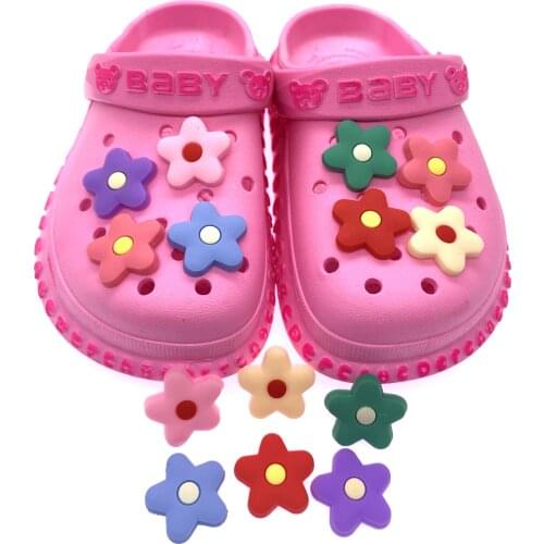 100PCS/Lot Cartoon Plant Cute Shoes Charms Flower Shoe Decoration For Girls BB Gifts Candy Color Croc Jibz Buckle Accessories