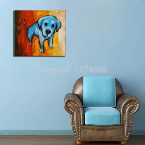 100% Modern Abstract Animals Hand-painted Lovely Dog Oil Painting Animal Picture Canvas Deco Wall Art