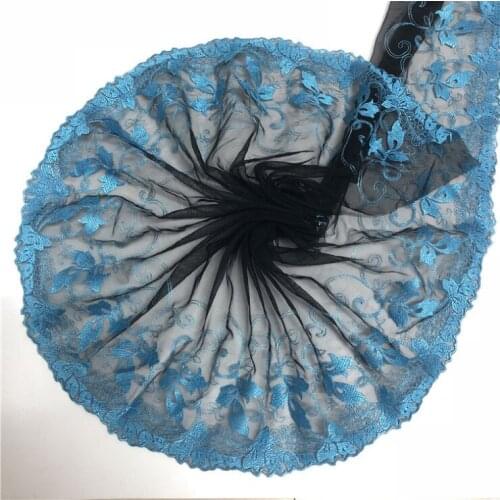 14Yards Lace Trim for Bridal Costume or Jewelry Crafts and Sewing Embroidery Blue Lace Fabric Mesh