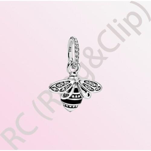 2020 New Arrival S925 Sterling Silver Beads Sparkling Queen Bee Pendant Charms fit Original pandora Bracelets Women DIY Jewelry