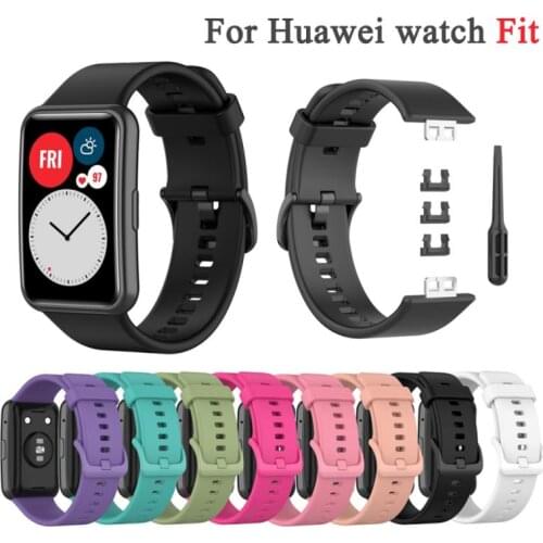 2021 Colorful Silicone Watch Strap For Huawei Watch Fit SmartWatch Band Accessories 22.7mm Correa WristBand Bracelet With Tool