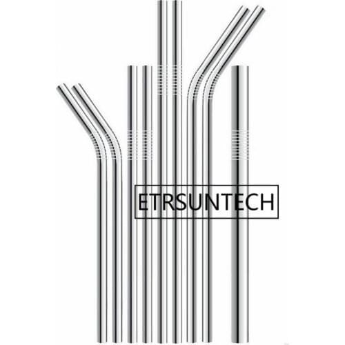 304 Stainless Steel Straw Reusable Straight Bent Metal Drinking Straw Cleaner Brush Bar Accessory diameter 6mm/8mm/9m/10mm/12mm