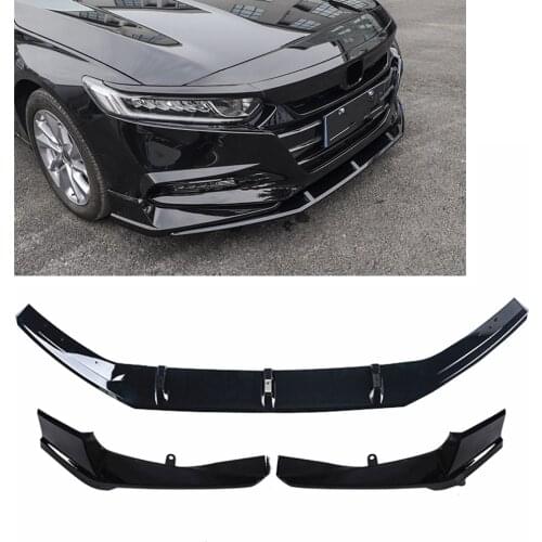 AKASAKA Front Bumper Spoiler Lower Lip & Side Corner Splitter Cover Trim Mouldings Chin For Honda Accord 2018 2019 10th Black