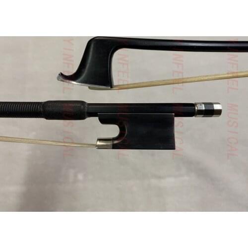 Free shipping1pc of Top level high quality 4/4 Carbon Fiber Violin Bow Black carbon Bow Ebony Frog metal tip metal slide