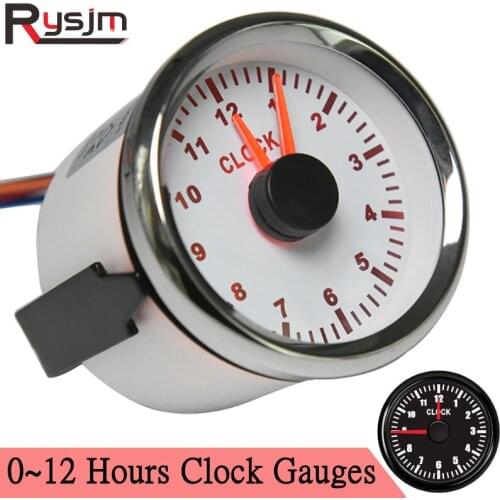 12 Hours Digital Pointer Clock Gauge Hour Meters for Marine Car Boat Yacht Show Clock Meters Red Backlight 9~32Vht hour meters