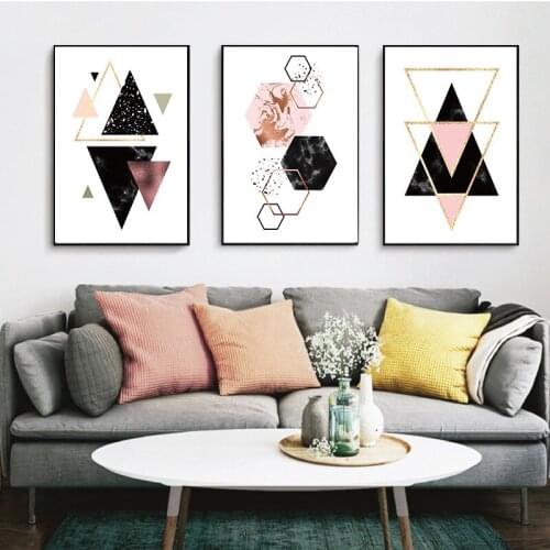 Home Decor Nordic Canvas Painting Wall Art DIY Abstract Geometry Bright Picture Print Bedroom Office Hotel Backdrop Prop Supply