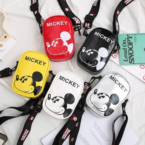 Disney Cartoon Childrens Messenger Bag Cute Mickey Mouse Anime Shoulder Bags for Girls Boys Kids Birthday Gifts PU Shoulder Bag