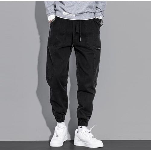 Newly Designer Fashion Men Jeans Loose Fit Spliced Casual Cargo Pants Streetwear Japanese Vintage Hip Hop Joggers Harem Trousers