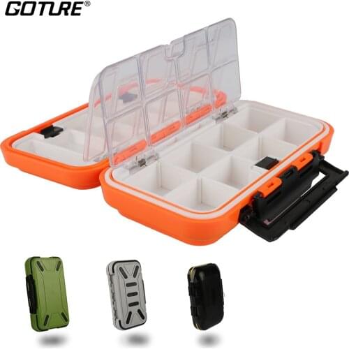 Goture Waterproof Fishing Box Double Side Removable Grid,Fishing Tackle Box for Bait Lure Hooks Storage,Carp Fly Fishing Box