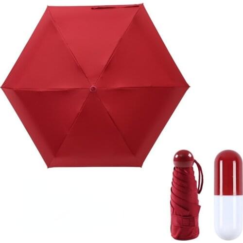 Pocket Capsule Creative Portable Ladies Umbrella Sun Umbrella 6-Bone Half Fold Umbrella Black Glue Sunscreen Children Umbrella
