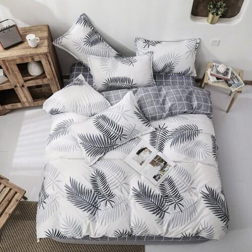 Palm Leaves Home Textile Bedding Set Plant Flowers Duvet Cover Set Geometric Brief Flat Sheet Pillowcase For Adult Kids
