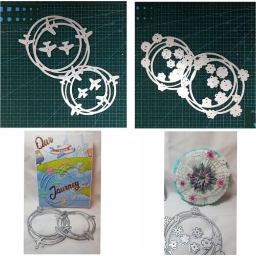 Circle Flower Airplane Metal Cutting Dies Stencil Scrapbook Album Embossing For Gift Card Making Handcrafts Decor