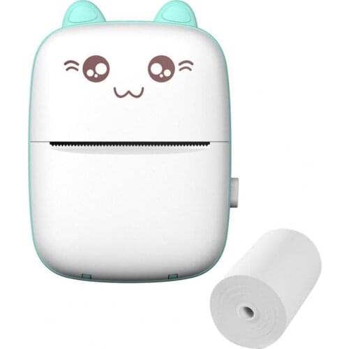 Mini Printer Ink-Free Bluetooth Portable Pocket Handheld Mini Cute Cat Thermal Printer for Study