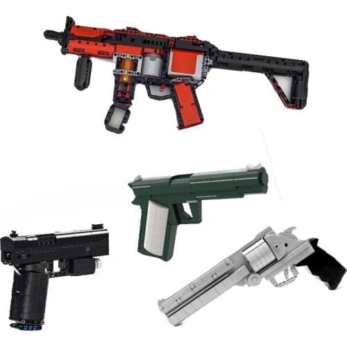 Hero Pistol Red Submachine Gun with Electric Motor Military Model Building Blocks Bricks Set for Technical City Toys Boys Gift