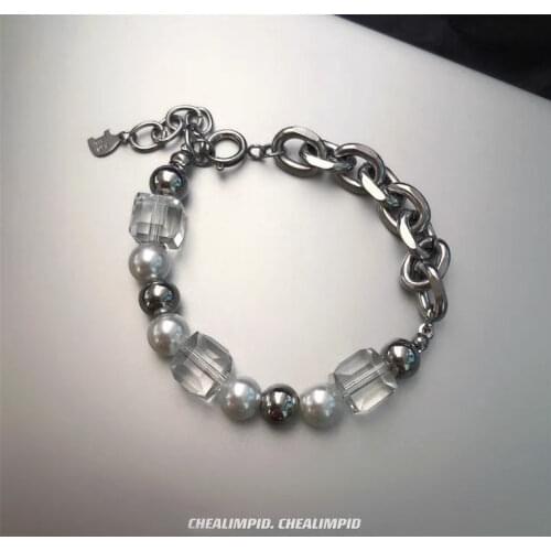 2021 New Hip-hop Style Ice Pearl Bracelet Fashion Trend Y2K Aesthetic Cool Transparency Ice Pearl Bracelet Jewelry Wholesale