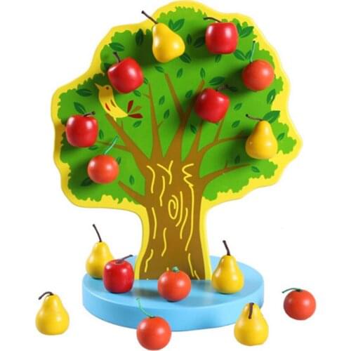 New Montessori Educational 3D Wooden Toys Diy puzzle Magnetic Apple Pear Tree Toys for Children Birthday Gifts