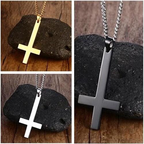 New Cool Simple design Stainless Steel Plain Cross Pendant Necklace crucifix Curb Chain 24
