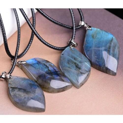 Wholesale 6pcs/lot Natural Stone Spectrolite Moonstone Sunstone Pendants Divination Spiritual Meditation Necklace Free Shipping