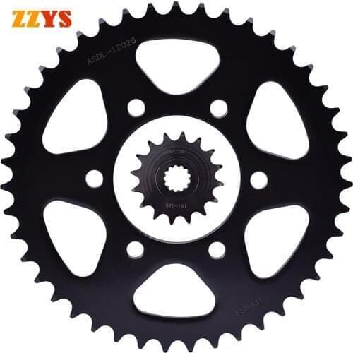 520 16T 43T Front Rear Sprocket Gear Wheel For Kawasaki ZX-6R ZX636 ZX636E ZX636F ZX 6R Ninja 636 KRT Edition ABS 2013-2018 2016