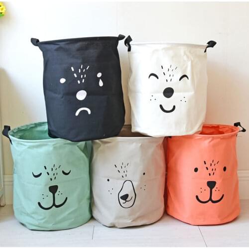 Handheld Large Laundry Basket Hamper Bag Cartoon Lovely Clothes Storage Barrel Clothes Kid Toy Sundries Organizer Storage Basket