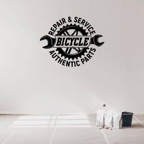 Bicycle Repair & Service Authentic Parts Wall Sticker Services Decal Artist Sticker Garage Wall Art Decoration A001005