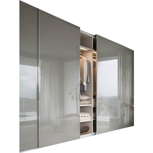 Simple modern solid color integrated wardrobe sliding door customization bedroom cloakroom wardrobe furniture customization