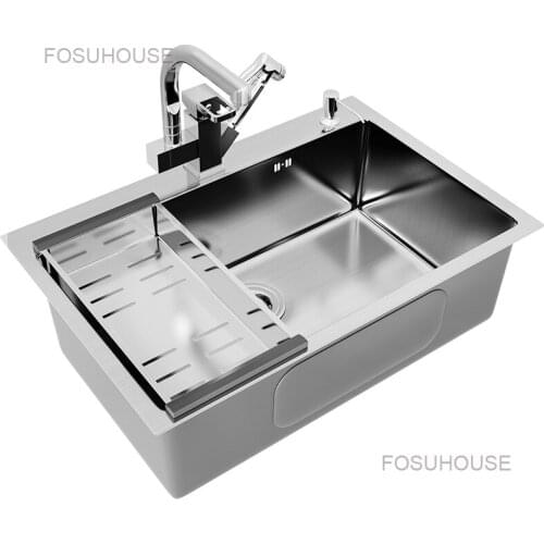 Sink Single Tank Nano Kitchen Sink 304 Stainless Steel Hand Thickened Platform Upper And Lower Wash Basin