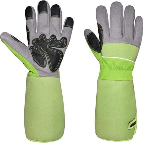 Gardening Gloves for Women and Men Thron Proof Rose Pruning Cow Leather Gloves with Long Forearm Protection Gauntlet 35a