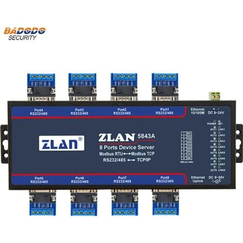 ZLAN5843A serial device server 8 ports protocol converter for RS232/485/422 and TCP/IP,Support extension replace ZLAN5800/5840