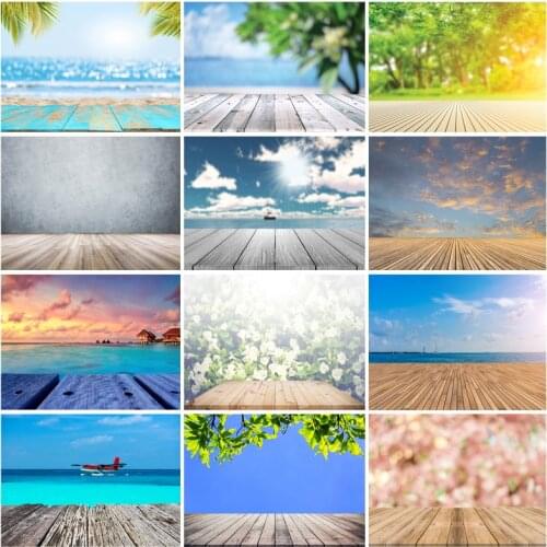 SHUOZHIKE Vinyl Photo Backdrops Bokeh Scenery Flower Wood Board Floor Photography Background for Photo Studio 210319CMA-03