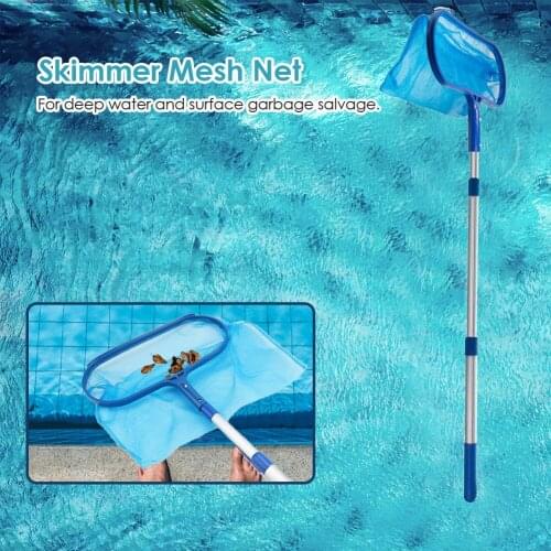 Swimming Pool Skimmer Net w/Telescopic Pole Ponds Cleaning Debris Leaf Rake Skimmer Net with Adjustable Telescopic Pole