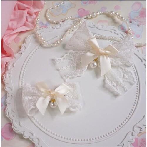 Sweet Franch Pearl Hairpin Lolita Lace Bowknot Hair Clip Girl Women Daily Hair Accessories D885