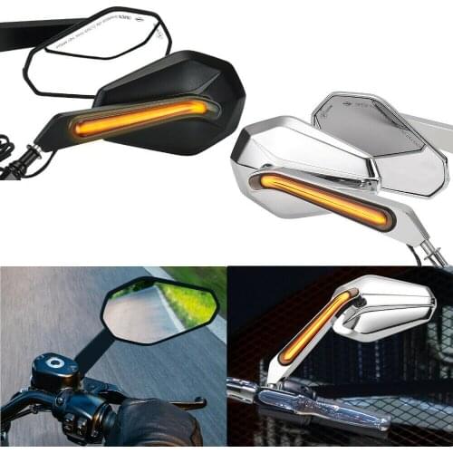 KEMIMOTO LED Motorcycle Rear View Side Mirror 8MM for Road Street Glide Dyna Sportster 883 for Touring Street Electra Glide Dyna