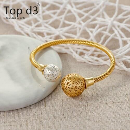 Top d3 Viennois Group Gold Bangles for Women/Men Gold Color Jewelry Ethiopian/African/Arab Bangle Bracelet Gift