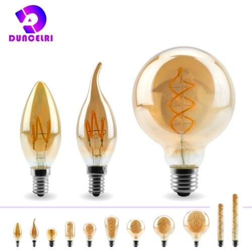 Retro LED Spiral Filament Light Bulb E14 E27 4W Warm Yellow 220V C35 G45 A60 T45 ST64 T185 T225 G80 G95 G125 Vintage Edison Lamp