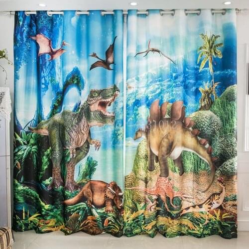 Explosive Jurassic Era 3D Dinosaur Cartoon Boy Childrens Room Bedroom Study Bay Window Blackout Curtain Kids Gift