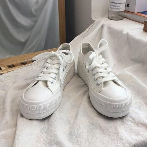 High Platform Sneakers for Girls Canvas Shoes Women Platform Heels Shoe Sneaker Women Casual Shoes Black White Ladies Sneakers