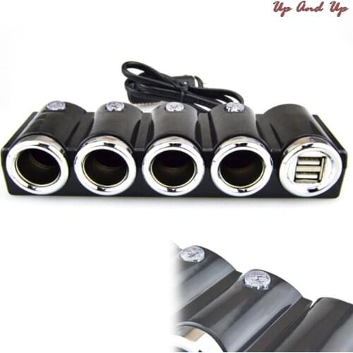 1pc 4in1 DC 12V/24V Doul USB Multi Socket Car Cigarette Lighter Splitter Plug Adapter Charger Socket Power Charger Adapter