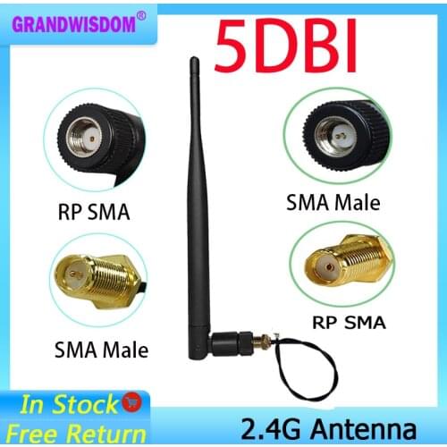 2.4 GHz 2.4g wifi Antenna 5dBi SMA Male for Router Wi fi Booster 21cm RP-SMA to ufl. IPX 1.13 Pigtail Cable