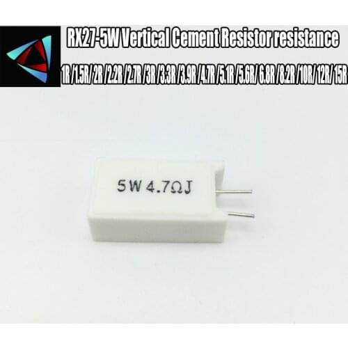 2pcs RX27-5W SQM Vertical Cement Resistor resistance 1R 1.5R 2R 2.2R 2.7R 3R 3.3R 3.9R 4.7R 5.1R 5.6R 6.8R 8.2R 10R 12R 15R OHM