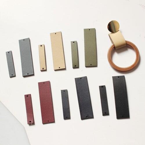 Winter style 50pcs/lot color printing geometry leather rectangle shape handmade strip diy jewelry earring/garment accessory