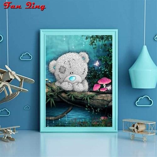 5D Diamond Painting Cute Animal Teddy Bear Round Square Rhinestone Embroidery Mosaic Home Decor Pattern DIY Handmade Child Gift