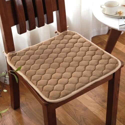 Velvet Office Sear Cuhion Anti Skid Strappy Chair Pad Soft Sofa Cushions Kitchen Chair Sitting Mat Solid Adults Chair Cushion