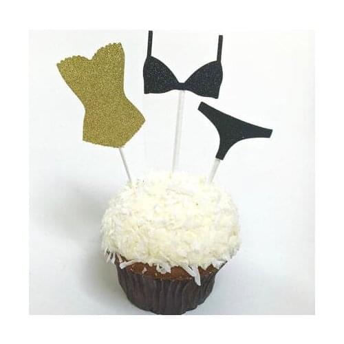 Glitter Lingeries birthday wedding Bachelorette cupcake toppers baby shower engagement doughnut food treats toothpicks
