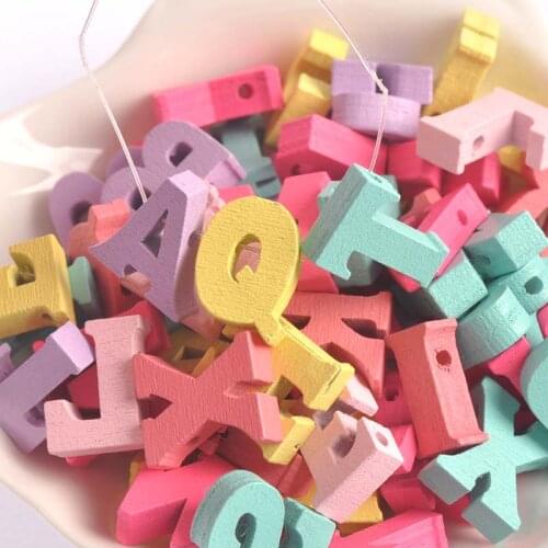 50pcs Mix colors letter Wooden Spacer Beads For DIY Jewelry making For Home decoration 16mm MT2246