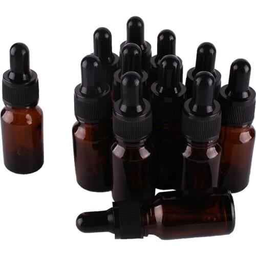 12pcs 10ml Amber Glass Dropper Bottles with Pipette for essential oils aromatherapy lab chemicals